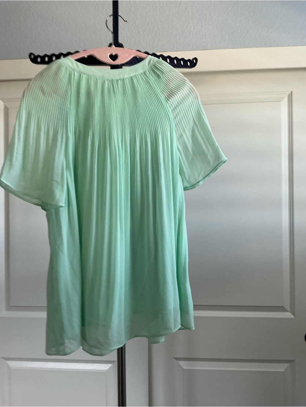 Halogen Mint Green Pleated Short Sleeve Blouse
